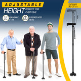 ZELECKS Walking Cane for Women & Men - Self Standing Adjustable Folding Cane with T Handle and 360 Pivot Base - Lightweight Foldable Walking Stick for Seniors - Collapsible Cane for Walking