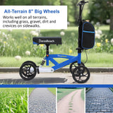 BlessReach Economy Knee Scooter Steerable Knee Walker for Foot Injuries Compact Crutches with Dual Rear on-Wheel Brake and Shock Absorption Under The Knee pad