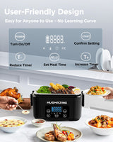 Hugmazing Cordless Electric Lunch Box – Rechargeable Self-Heating Food Warmer with 1100ML SS Container, Battery-Powered Heated Lunch Box, Perfect for Travel, Office Meals for Adults, Men & Women