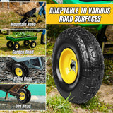 10 Inch Soild Rubber Dolly Tire Wheels, 4.10/3.50-4" Tire and Wheel Flat Free for Garden Carts, 5/8" Bearings,2.1"Offset Hub for Hand Truck, Gorilla Cart, Wheelbarrow Metal (4 Packs)