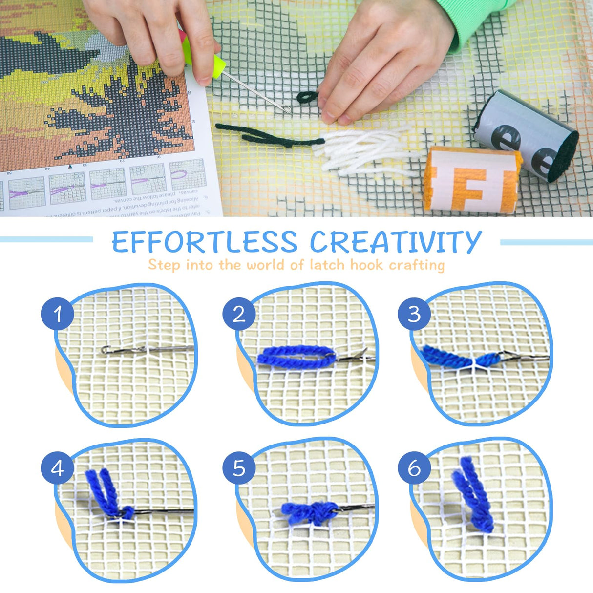 ZFFLYH Christmas Snowman Latch Hook Rug Kits, DIY Rug Crochet Yarn Kits Printed Color Canvas Christmas Decoration and Activity 20.5X15 Inch