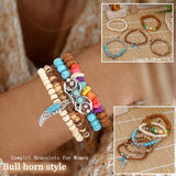 COLOYAN 28PCS Western Turquoise Beaded Bracelets for Women Stackable