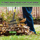 Coopvivi Garden Leaf Rake, 6FT Rakes for Lawns, 11 Metal Tines