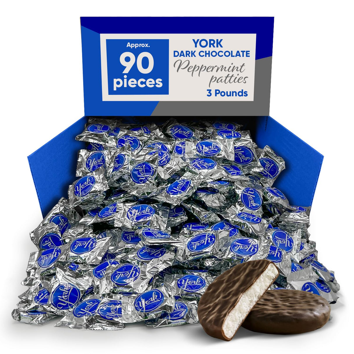 York Dark Chocolate Covered Peppermint Patties - 3 Pound Perfect As Christmas Candy and Holiday Snacks - Dark Chocolate Candy Filled Peppermint Candy