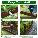 Garden Edging Border, 2In x 100 FT Landscape Edging with 90 Spikes, Brown
