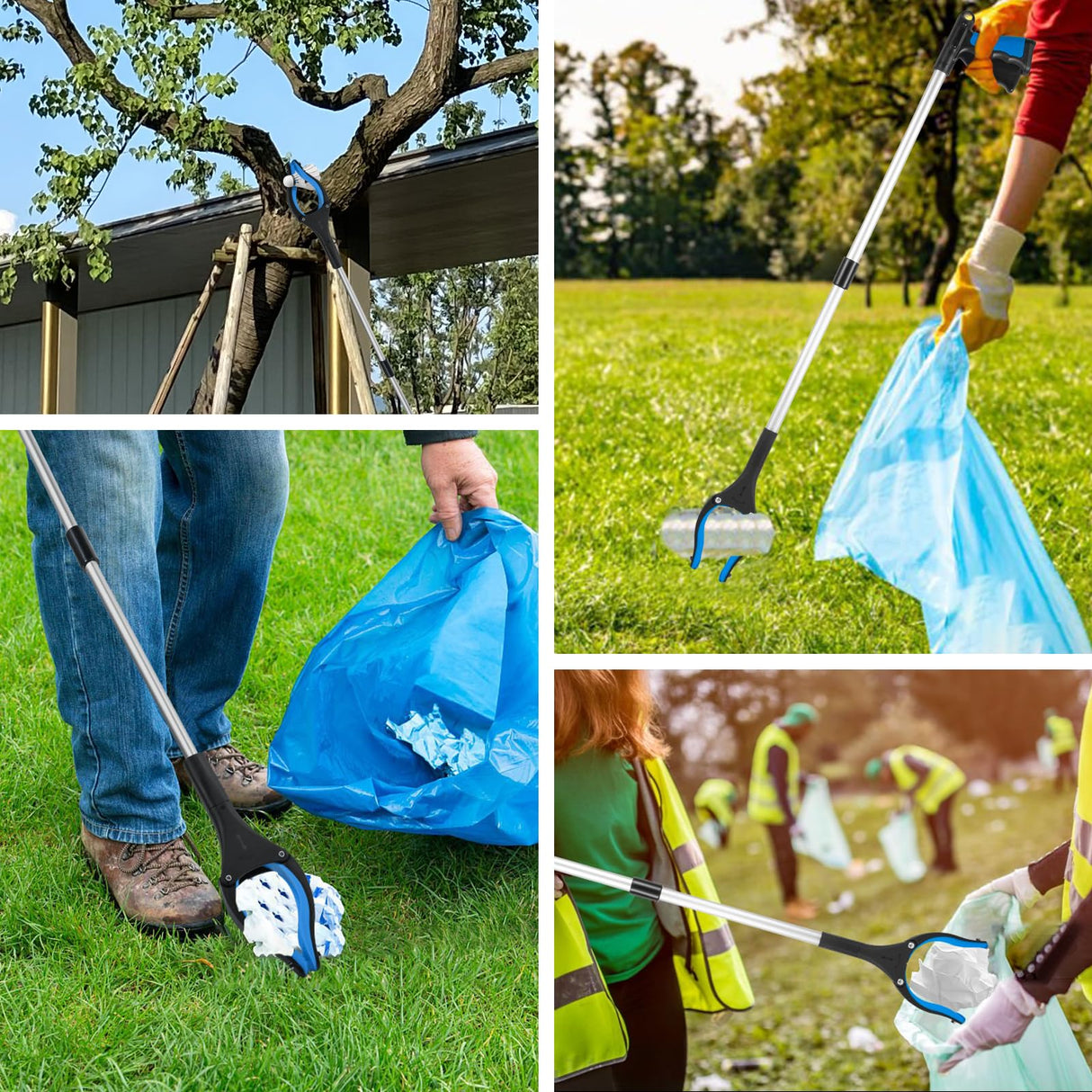 TOPGROT 2-Pack Grabber Reacher Tool, 34" Foldable Reacher Grabber Pickup Tool with 360° Anti-Slip Rotating Jaw & Magnets, 4" Wide Claw Opening Reachers for Seniors, Trash Picker Tool