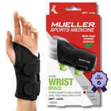 MUELLER Sports Medicine Green Fitted Wrist Brace for Men and Women, Wrist Pain Relief Support, Ideal for Carpal Tunnel, Tendonitis, Arthritis, Left Hand, Black, Large/X-Large