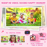 Yosfeng Instant Print Camera for Kids - Christmas Birthday Girls Gifts for Age 3 4 5 6 7 8 9 10 Year Old, 2.4 Inch Screen Kids Instant Camera, Kid Digital Video Cameras Toys with 32 GB SD Card