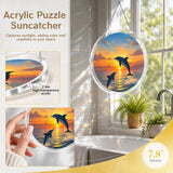 Acrylic Puzzle Suncatcher 7.8 in,Acrylic Jigsaw Puzzle Suncatcher DIY Sun Catcher Puzzles Kit,Home Garden Decor Window Hanging Ornament Art,Home Decor Gift for Women,Mom,Wife,Friends,Ocean