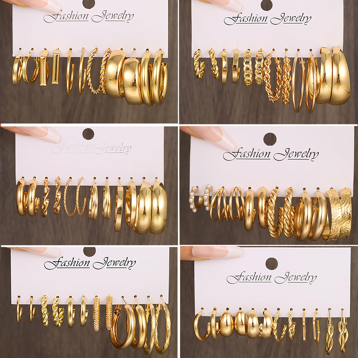 36 Pairs Gold Hoop Earrings Set for Women, Fashion Hypoallergenic Chunky Twisted Pearl Stud Earrings Multipack, Small Big Hoops Earring Packs Trendy for Christmas Birthday Party Jewelry Gift