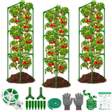 3 Packs Fiberglass Tomato Cages for Garden, 56 Inch Tall Tomato Plant Support, Adjustable Tomatoes Stakes Plant Climbing Trellis for Garden Vegetables Fruits, Tomatoes Support Cages with Clips