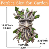 Teaeeno Charming Tree Face Garden Decor, Whimsical Old for Man Resin Statue with Foliage Features, Large Outdoor Tree Hugger for Yard Art, Root Detail, Trees Decorations Outdoor Wallmounted Statue