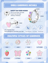 SAILIMUE Hypoallergenic Flat Back Earrings for Girls Kids Toddler Women