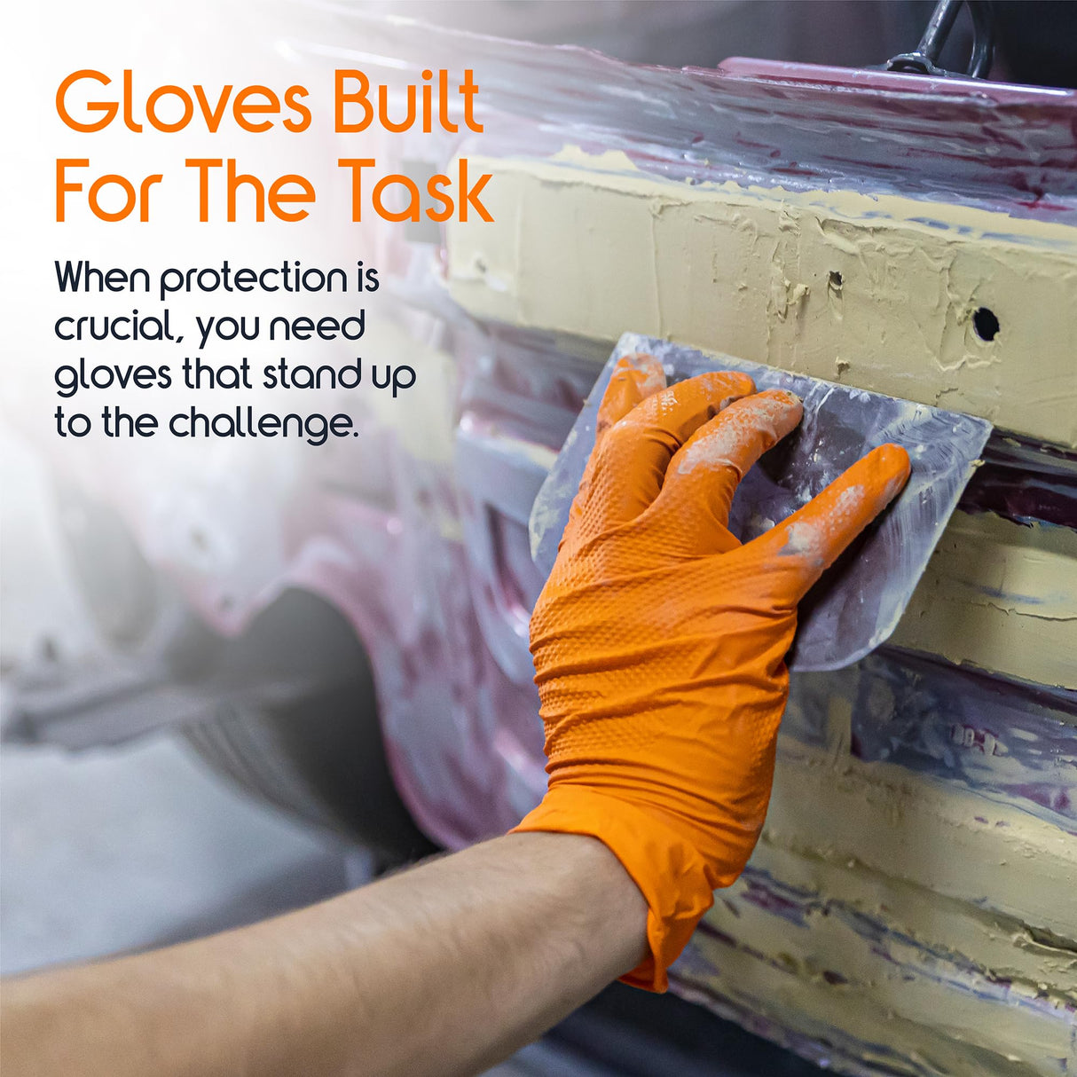 Inspire Heavy Duty Orange Nitrile Gloves Disposable Latex Free | ULTRA 8 Mil Diamond Textured Grip Disposable Cleaning Gloves | Industrial Mechanic Food Large, 100 Count