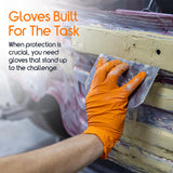 Inspire Heavy Duty Orange Nitrile Gloves | ULTRA 8 Mil Diamond Textured Grip | Industrial Mechanic Disposable Cleaning Gloves Small, 1000 Count
