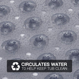 YINENN Bath and Shower Safety Mats 40x16 inch, Non Slip with Suction Cups for Bathroom Stall and Tub Floor, Extra Large and Machine Washable, Drain Holes Keep Bathtub Clean, Clear Gray