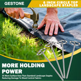 GESTONE 240 PCS Landscape Fabric Staples Stakes, Larger Circle Top Pin 4MM