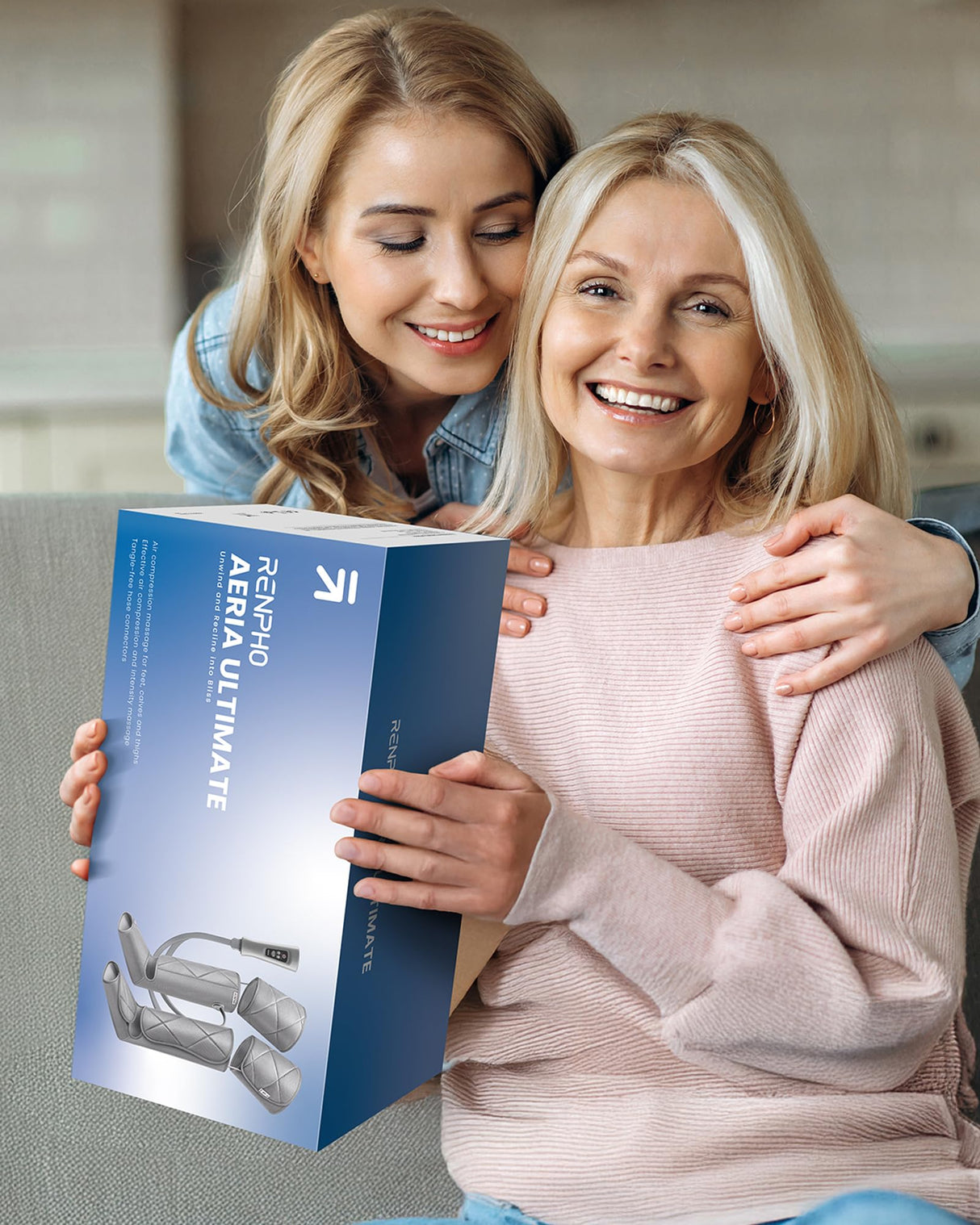 RENPHO Leg Massager FSA HSA Eligible, Air Compression Massager for Circulation Pain Relief, Effective for Father Mother Reduce Swelling-Grey