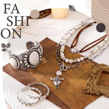 Inbagi 3 Pcs Boho Western Jewelry for Women, White Turquoise, Retro