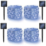 Dazzle Bright 4 Pack Solar String Lights Outdoor, Total 160FT 480LED Solar Powered Waterproof Fairy Lights 8 Modes, Silver Wire Lights for Christmas Patio Party Tree Yard Decoration (White)