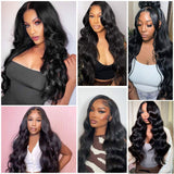 DSMOW 30 Inch 13x6 Lace Front Wigs Human Hair 200% Density Body Wave HD Lace Front Wigs Human Hair Pre Plucked Glueless Wigs Human Hair 13x6 Lace Frontal Wig for Women Natural Black