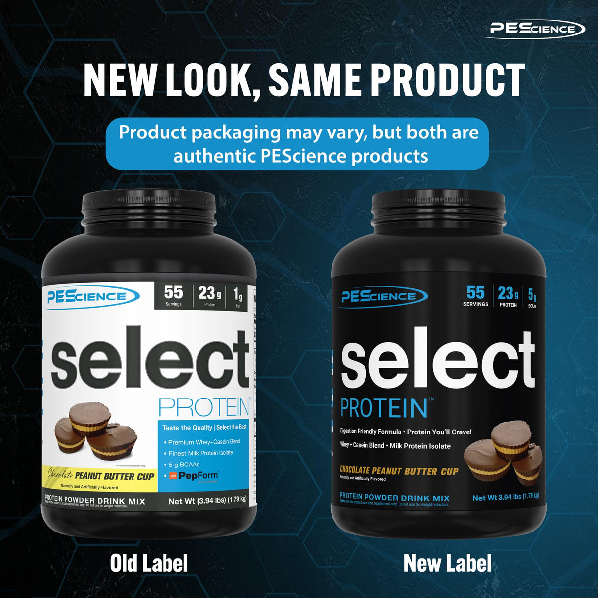 PEScience Select Protein Powder, Whey and Casein Blend, Clean Protein Powder for Women and Men, Low Calorie, Low Carb, Keto Friendly, Gluten Free, Chocolate Peanut Butter Cup, 55 Servings