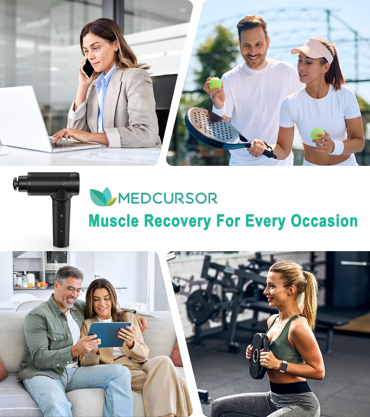 Medcursor Massage Gun - High Intensity Brushless Motor, Handheld Percussion Deep Tissue Massager with 6 Massage Heads for Sore Muscle and Stiffness, Gifts for Father/Dad (Black)