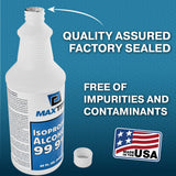 MaxTite 99.9% Isopropyl Alcohol (4 Gallons (16 Pack, 32 fl oz) - Includes Heavy-Duty Spray Nozzle - Made in USA