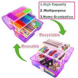 YITOHOP 15000+ Rubber Loom Bands, Mega Rubber Bands Bracelet Kit,Loom Bracelet Making Kit with 3 Layer Container,30 Colors,380 Beads,30 Charms,Clips, Hooks Tools for DIY Art Christmas Holiday Gift