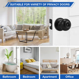 Plustool 8 Pack Matte Black Door Knobs, Privacy Door Knob with Lock, Interior Doorknobs with Round Ball, Keyless Door Lockset for Bedrooms Bathrooms
