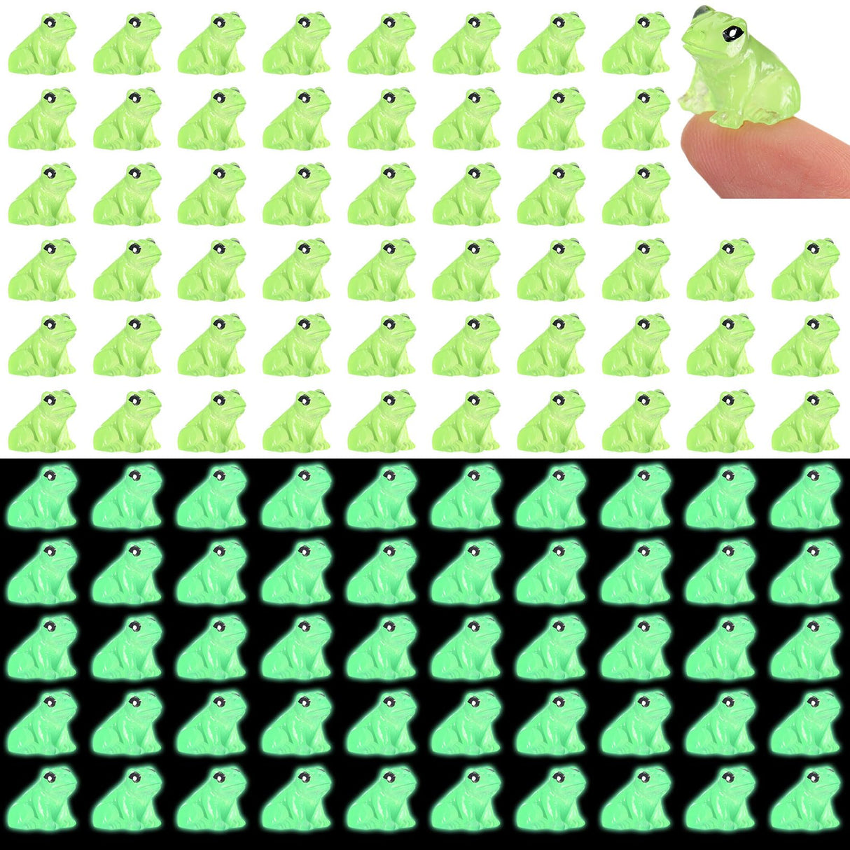 Shappy 140 Pcs Resin Mini Frogs Miniature Figurines Animals Glow in The Dark Tiny Frogs for Garden Landscape Micro DIY Ornament Accessories Home Decor