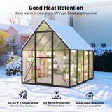6x8 FT Greenhouse with Hygrometer, Greenhouses for Outdoors with Heavy Duty Aluminum Frame, Quick Setup Plant Gardening Green Houses for Outside with Lockable Door & Vented Roof Window