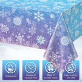 12Pack Winter Snowflake Plastic Tablecloth Decorations, Blue and Purple Snowflake Winter Wonderland Disposable Table Cover for Christmas Holiday New Year Party Supplies Decorations, 54x108 Inch