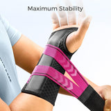 FREETOO Carpal Tunnel Wrist Brace Night Support Fit Right Hand for Work, Pain Relief Wrist Splint for Tendonitis, Sprain, Strain, Rigid Hand Brace for Arthritis for Women and Men (XS, Black/Pink)