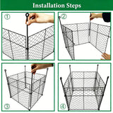 3 Pack Plant Protectors from Animals, 12Pcs 1" Mesh DIY Plant Cages 13.8"x13.8"x12", Metal Garden Animal Barrier with Stakes, Keep Rabbits & Chipmunks Out for Vegetables, Shrubs & New Plants