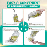[LARGE SIZE] 2000ml(68oz) Seed Sprouting Mason Jar Kit with Stand,Drain Tray, Screen Lids,Blackout Sleeves,Good Ventilation & Drainage Capacity,Growing Fresh Organic Mung Beans,Broccoli & Microgreens