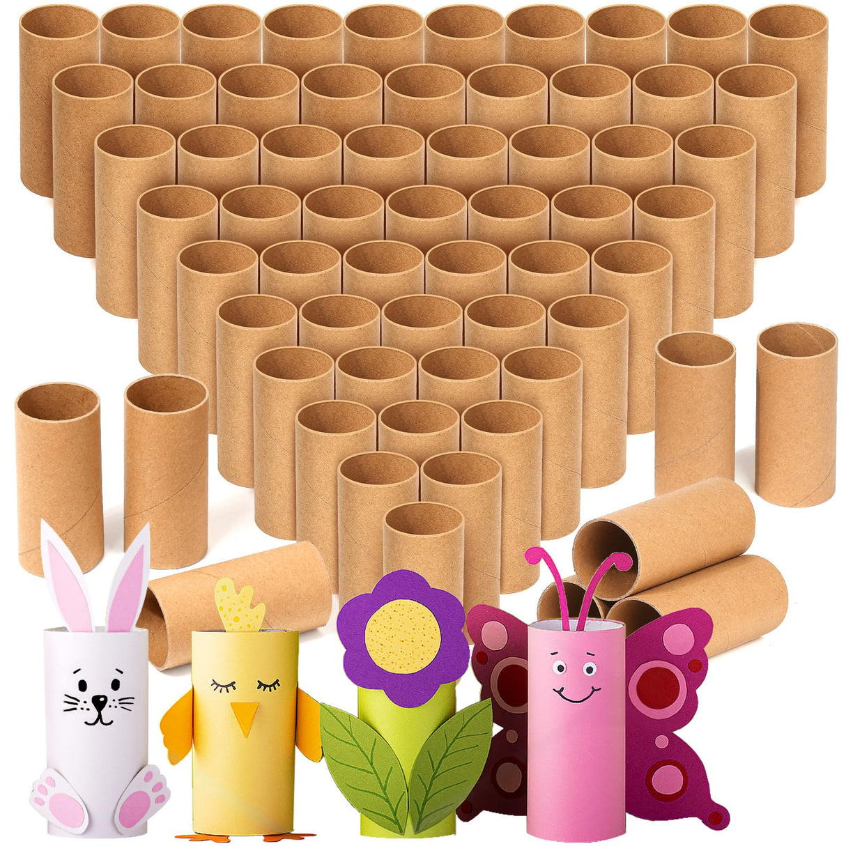 MAPVOLUT 60 PCS Craft Toilet Paper Rolls 3.94"x1.57", Thick Cardboard Tubes for Kids Crafts, Brown Craft Paper Towel Rolls for School Projects, Halloween, Thanksgiving, Christmas, Birthday Gift