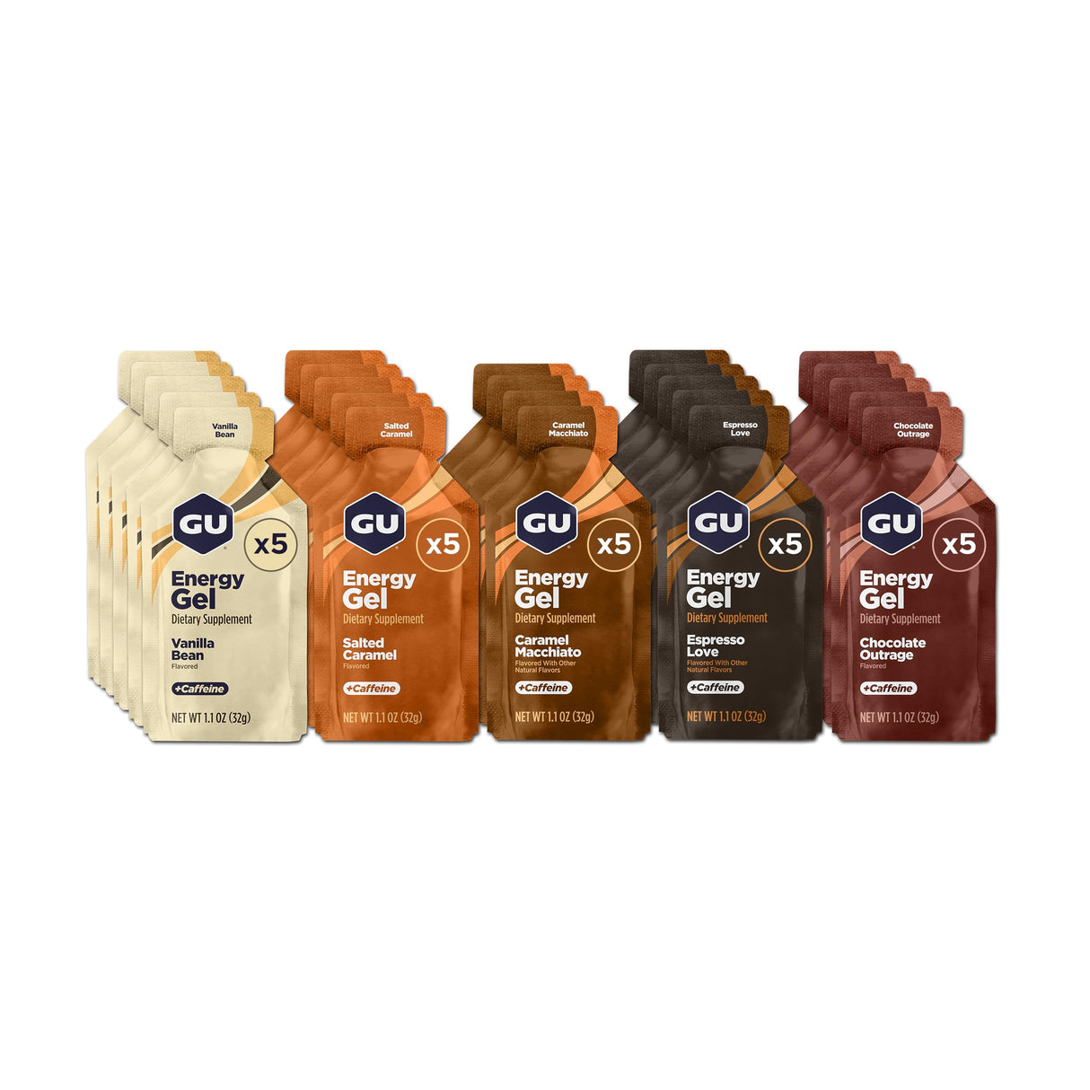 GU Energy Original Sports Nutrition Energy Gel, Vegan, Gluten-Free, Kosher, and Dairy-Free On-the-Go Energy for Any Workout, 24-Count, Assorted Indulgent Flavors