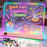 Lumiboard Led Drawing Board with 13 Light Effects, 16" Rechargeable Glow Doodle LED Note Board with Colors, Neon Light Up Drawing Tablet Gifts for Kids for Easter Birthday Christmas Gift Ideas