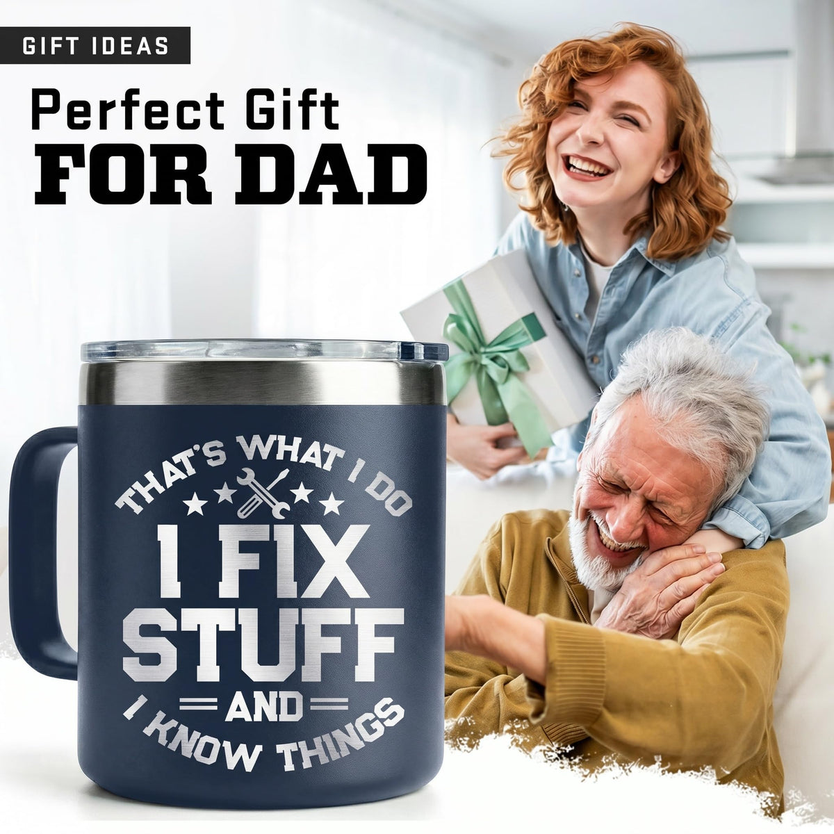 WITTSPOT Birthday Gifts for Men, Dad, Him, Handyman, Grandpa on Fathers Day, Christmas - Dad Birthday Gift Ideas - Cool Mens gifts Ideas, Mens Birthday Gift Ideas - Stainless Steel Men Mug 14 Oz