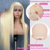GZX 26 Inch 613 Lace Front Wig Human Hair 13X4 Blonde Straight HD Transparent Lace Frontal Wigs Human Hair Pre Plucked with Baby Hair 180% Density Blonde Glueless Wigs Human Hair