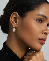 PAVOI 925 Sterling Silver Pearl Statement Wedding Drop Earrings, White Gold