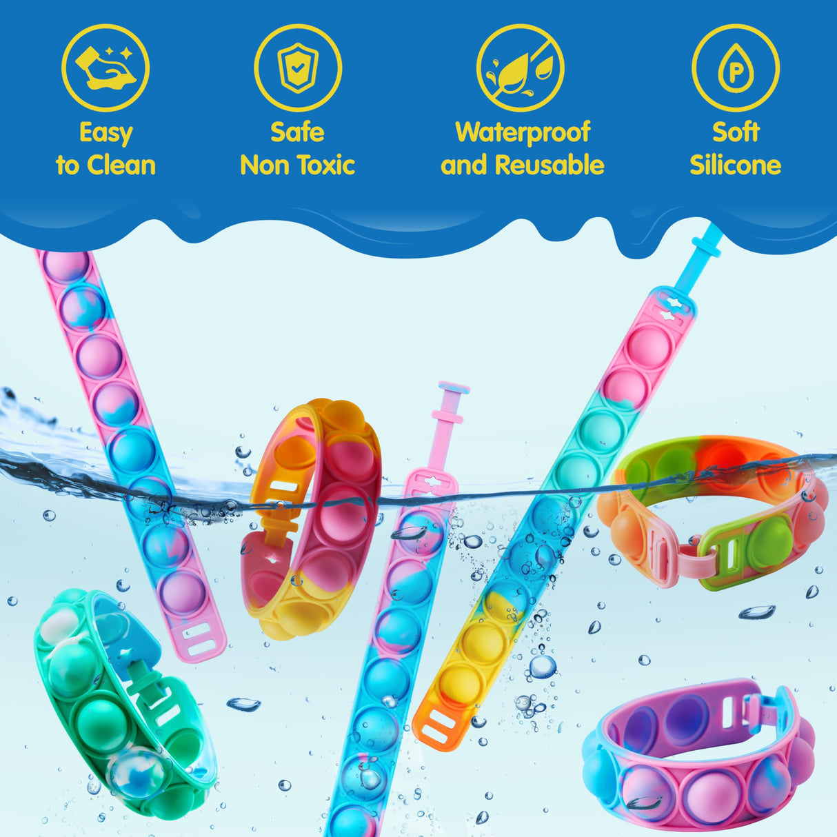 JOYIN Pop Fidget Toys pops Bulk 100 Pack Party Favors for Kids 4-8,8-12 Year, Fidget Bracelets Sensory Toys for Birthday Carnival Halloween Christmas Prizes Gifts Goodie Bags Stuffers for Kids