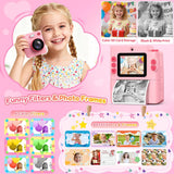 Yunaking Kids Camera Instant Print, Birthday Christmas Girls Gift 3-12 Pink
