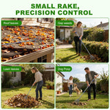 Gixmuoiy Garden Rake for Leaves, Heavy-Duty Small Metal Rake for Lawn, Yard, Garden Beds, Debris & Shrubs, 6 ft Adjustable Handle for Kids and Adults