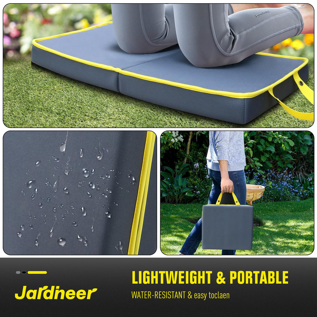 Jardineer Kneeling Pad for Gardening & Extra Thick Knee Pad – Soft Foam Knee Cushion with Waterproof Cover – Large 24x13 Inch Garden Kneeler Mat for Weeding, Exercise, Floor Work