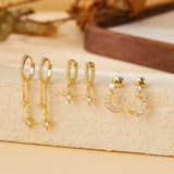 6 Pairs Gold Earrings Set for Women Moon Star Hoop Dangle Dainty Earrings