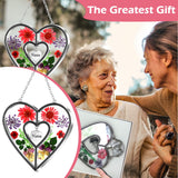 KY&BOSAM Nana Gifts Heart Suncatcher Stained Glass Panel Suncatchers for Window Hanging Ornament Wind Chime Pressed Flower Embedded in Glass and Heart Charm Birthday Gifts for Nana