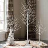 Dazzle Bright 3 Pack Light up Birch Tree, 4FT 96 LED/ 6FT 120 LED/ 8FT 240 LEDs Pre lit Birch Christmas Tree for Xmas Indoor Outdoor Home Party Garden Decor