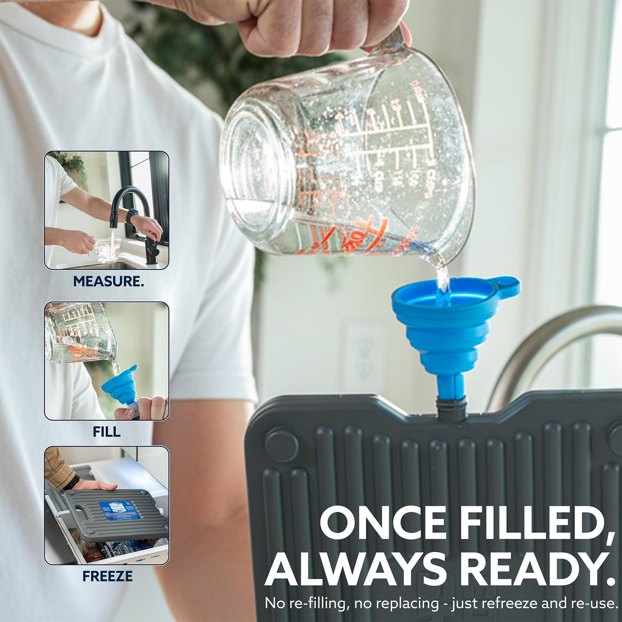 Cooler Shock Ice Packs for Cooler - 3 Reusable, Long Lasting, Cold Freezer Packs for Coolers, Lunch Bags & Totes to Keep Food Fresh - Clear